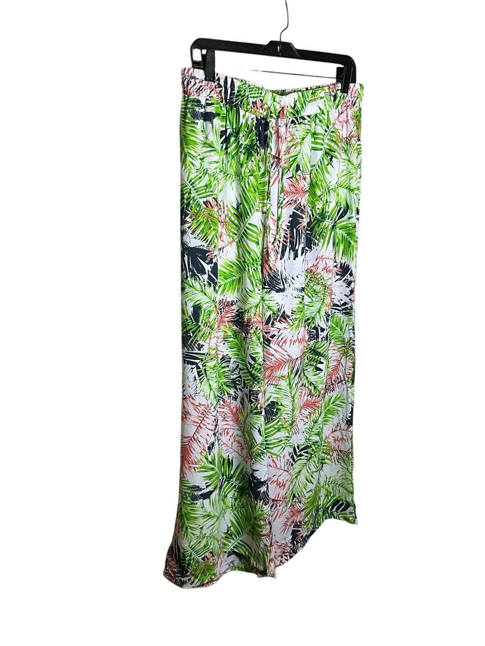 Zac & Rachel Ankle Pants Women Large Multicolor Floral Print Wide Leg Drawstring